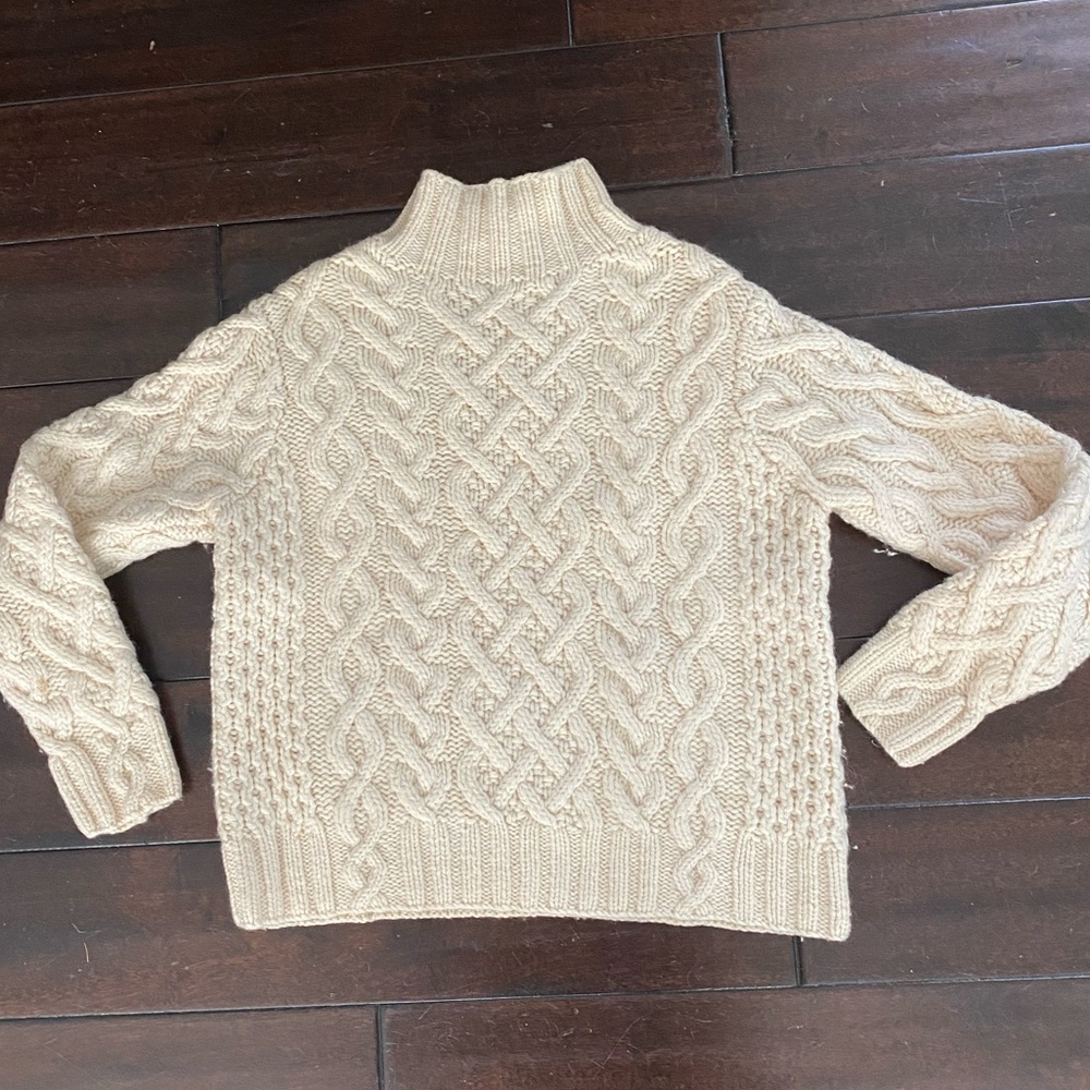 J. Crew Cream Cable Knit Turtleneck Sweater - Picture 3 of 8